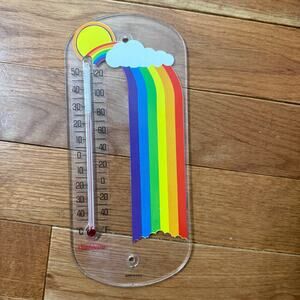 Vintage 80s Sunbeam Rainbow Thermometer Wall Decor USA Retro